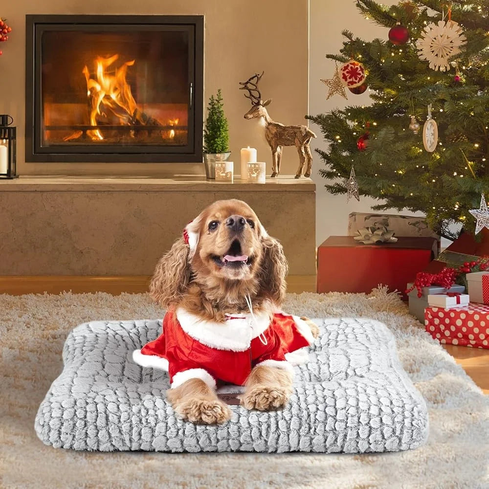 Soft Fluffy Dog Bed Crate Pad Non Skid Cushion Mat for Small Pets Durable Puppy Sleeping Mat 24x18 Inch