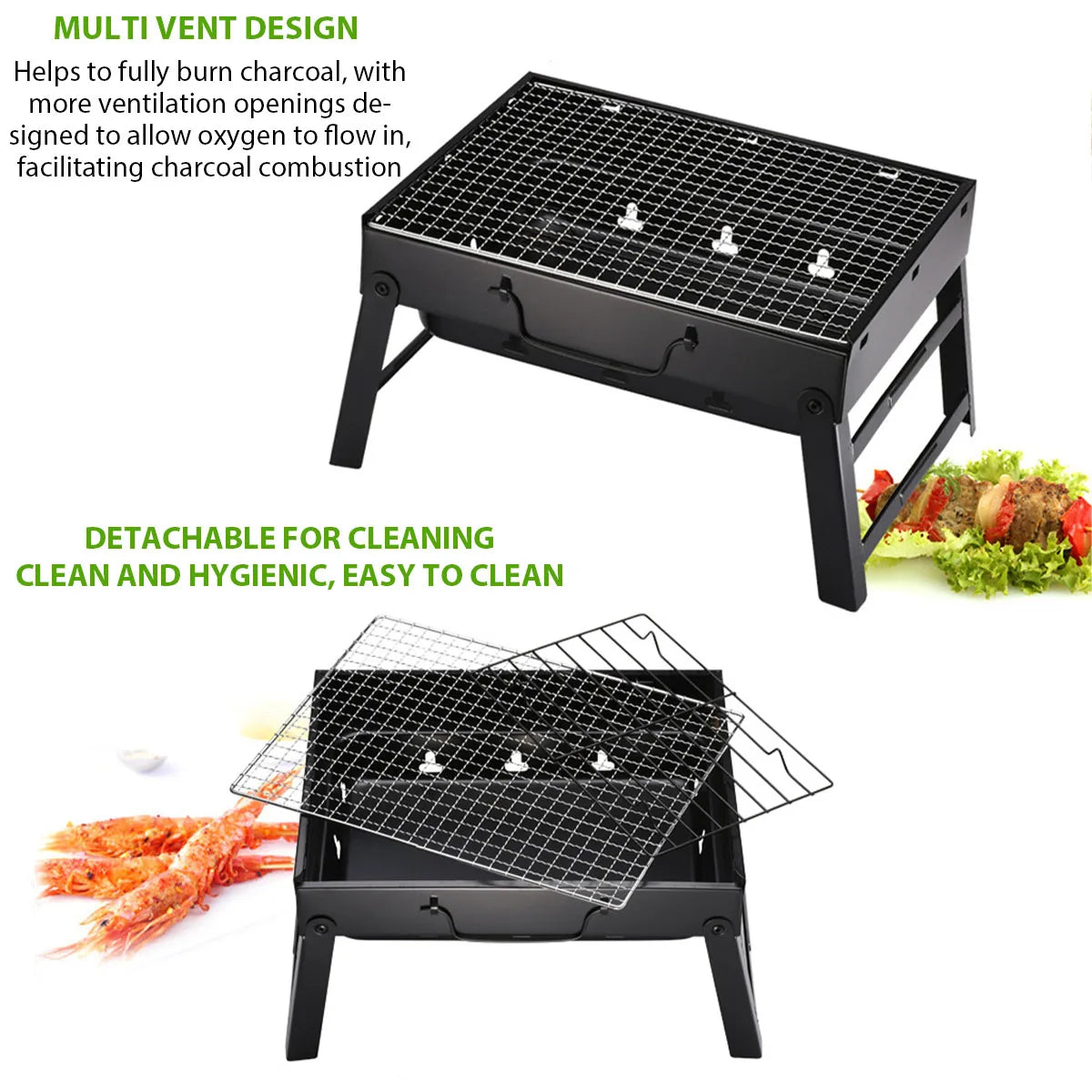 Portable Charcoal BBQ Grill Stainless Steel Mini Tool Kit
