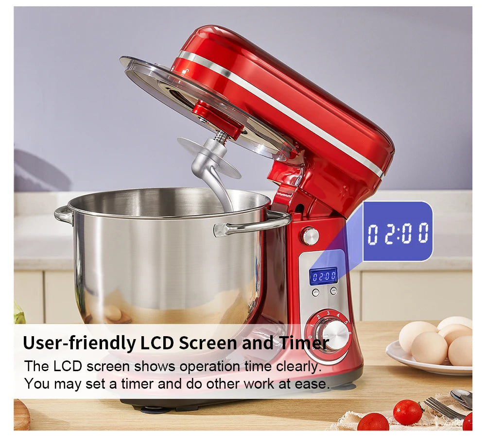 BioloMix Kitchen Food Stand Mixer Blender Quiet Motor Cream Egg Whisk Whip Dough Kneader 6 Speed 1200 Watt 6 Liter DC