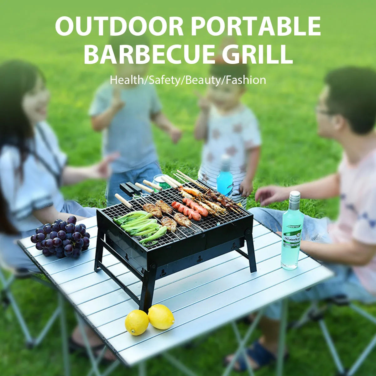 Portable Charcoal BBQ Grill Stainless Steel Mini Tool Kit