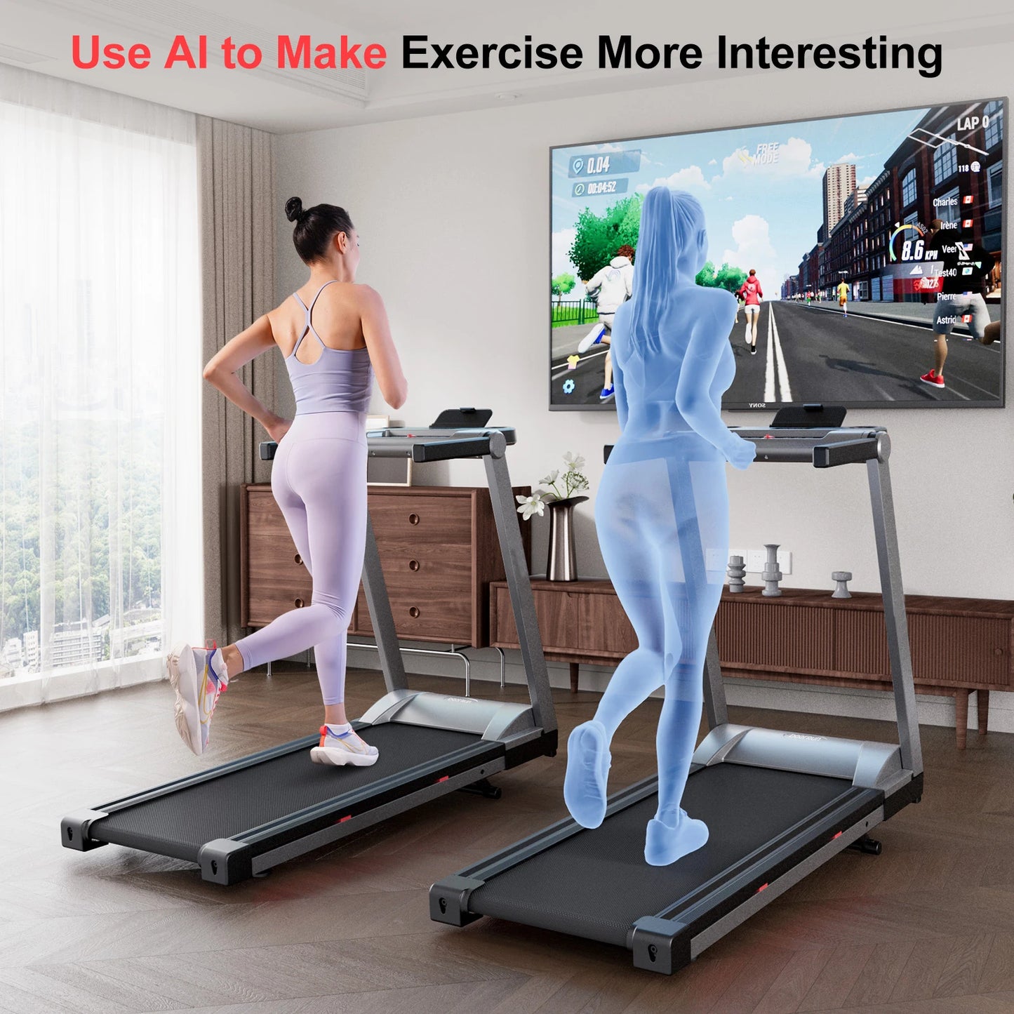Three Point Five HP Foldable Incline Treadmill Touch Screen