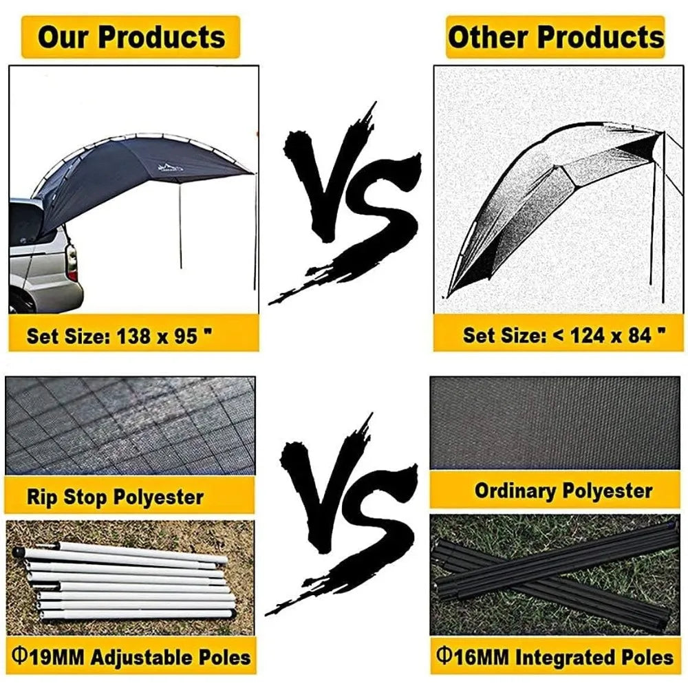 Versatile Teardrop Camping Tent And Awning Tarp For SUVs