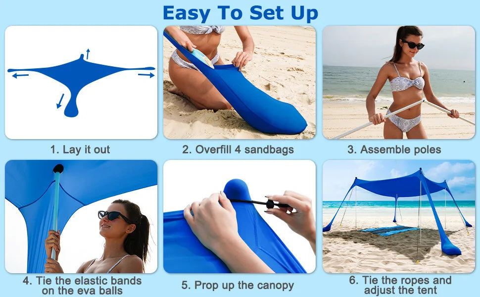 Outdoor Lawn Beach Canopy Tent Sun Protection Portable
