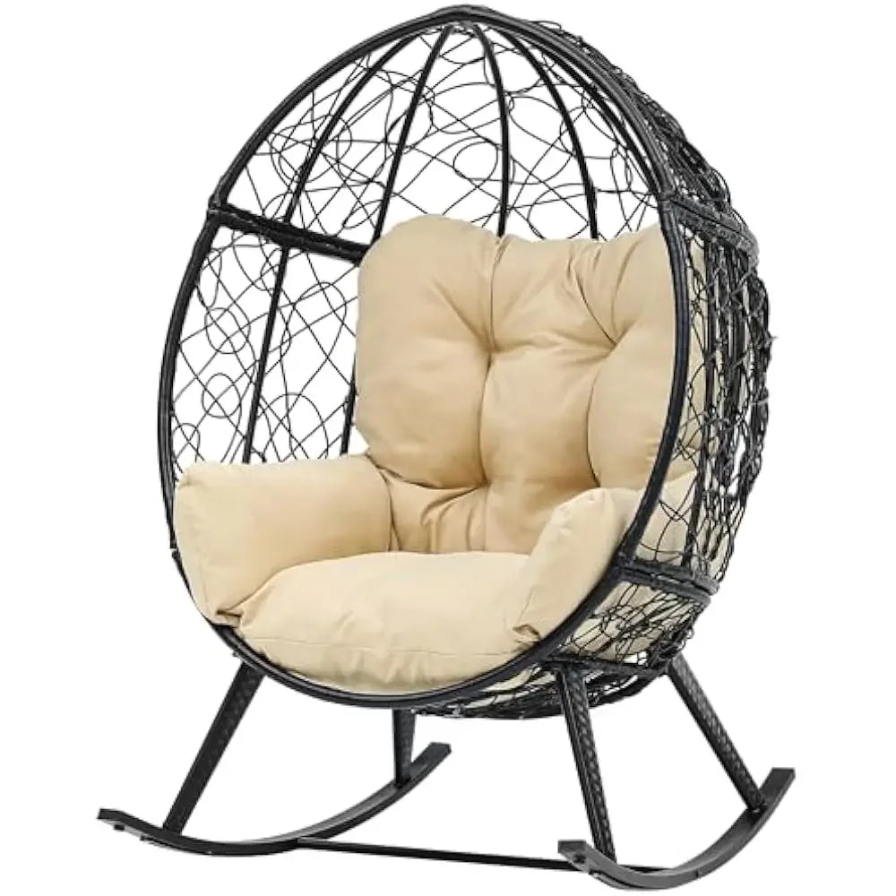 Wicker Rocking Egg Chair Rattan Indoor Outdoor Lounger Patio