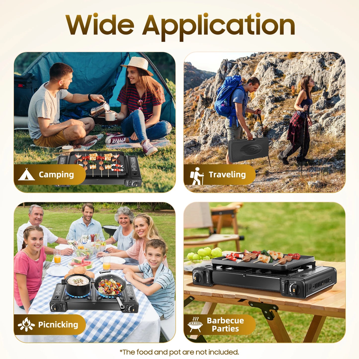 Camping Stove Dual Burner Grill Tray And Storage Case