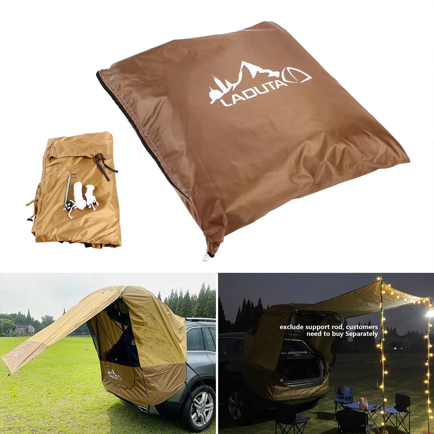 Brown Outdoor Tailgate Tent Awning for SUV Truck Camping