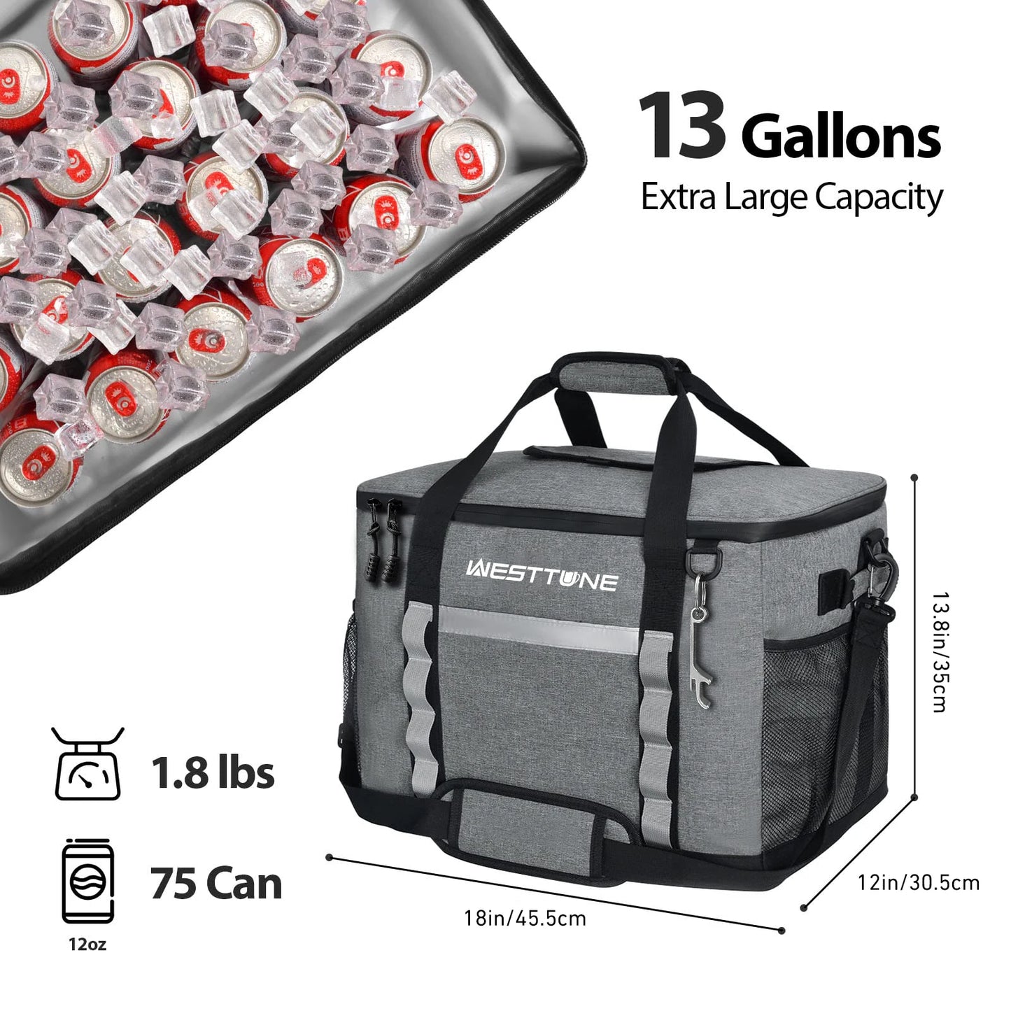 WestTune 75 Cans Soft Cooler Bag Collapsible Leakproof