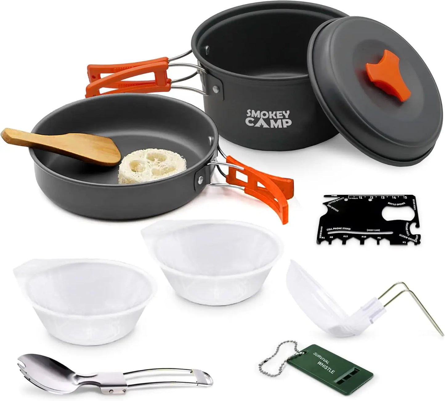 Backpacking Mess Kit Cookware With Stove All In One Nonstick