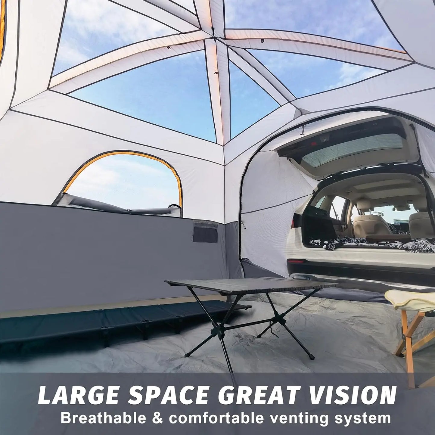 Tent For Camping 6 Person SUV Tailgate Tent Easy Set Up With Rainfly 10x9x78in Height