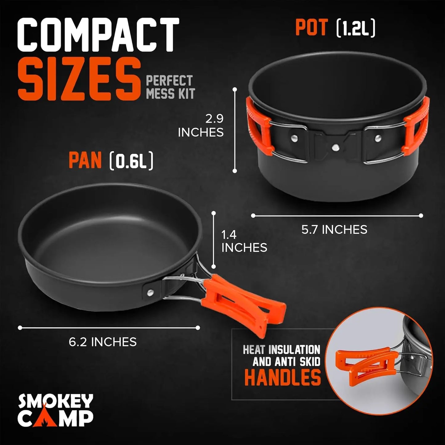 Backpacking Mess Kit Cookware With Stove All In One Nonstick