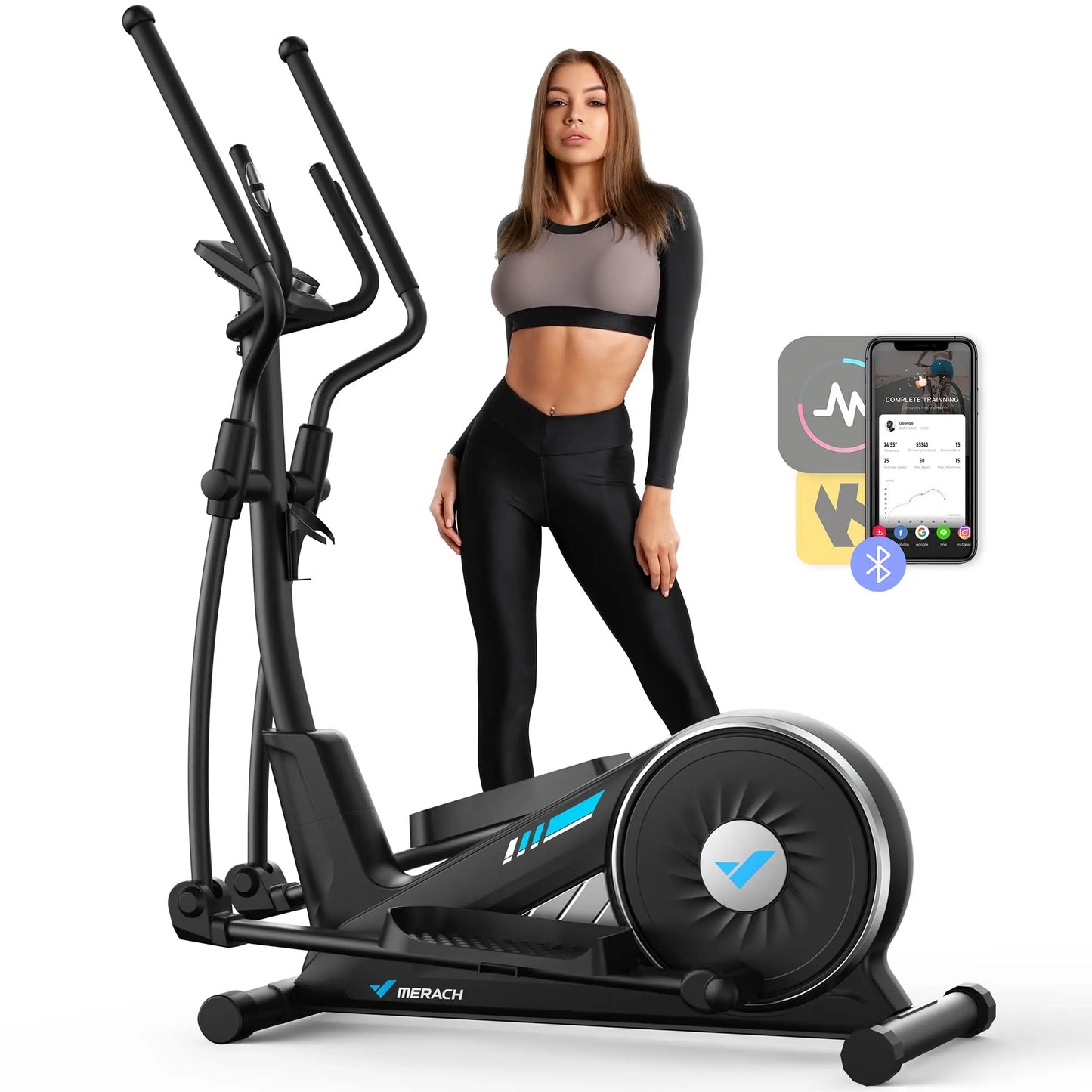 Merach Elliptical Magnetic Drive 16 Resistance App Plus