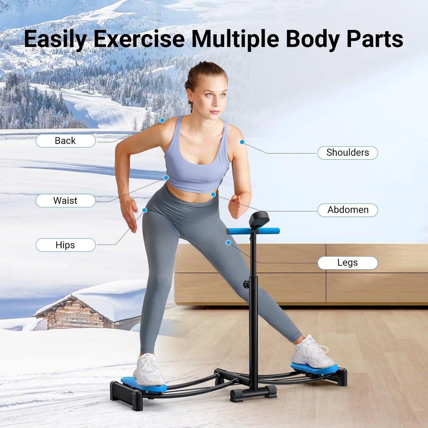 MERACH Ski Machine Simulated Ski Trainer Adjustable Height