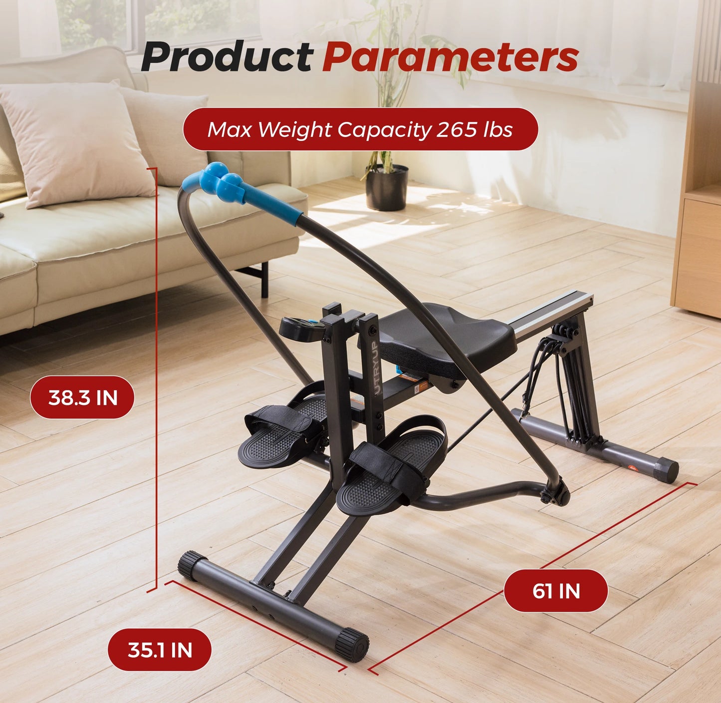 UTRYUP Rowing Machine Space Saving Ergonomic Seat Home Gym