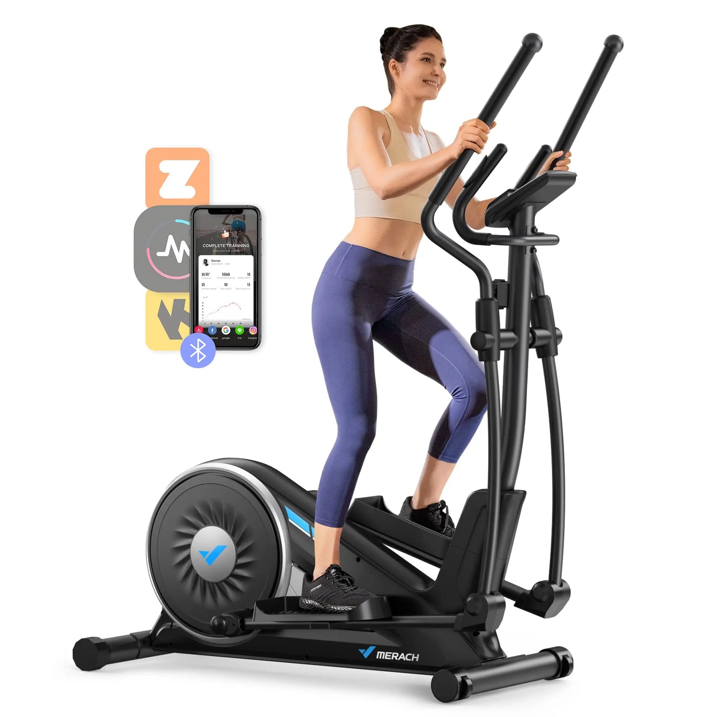 Merach Elliptical Magnetic Drive 16 Resistance App Plus