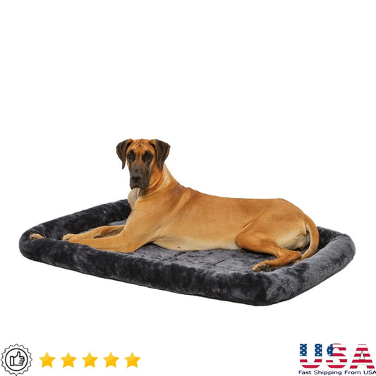 QuietTime Bolstered Dog Bed for XL Dogs Cushioned Polyester Base Comfortable Plush Pet Bedding Soft Resting Place 54 Inch Crate Fit