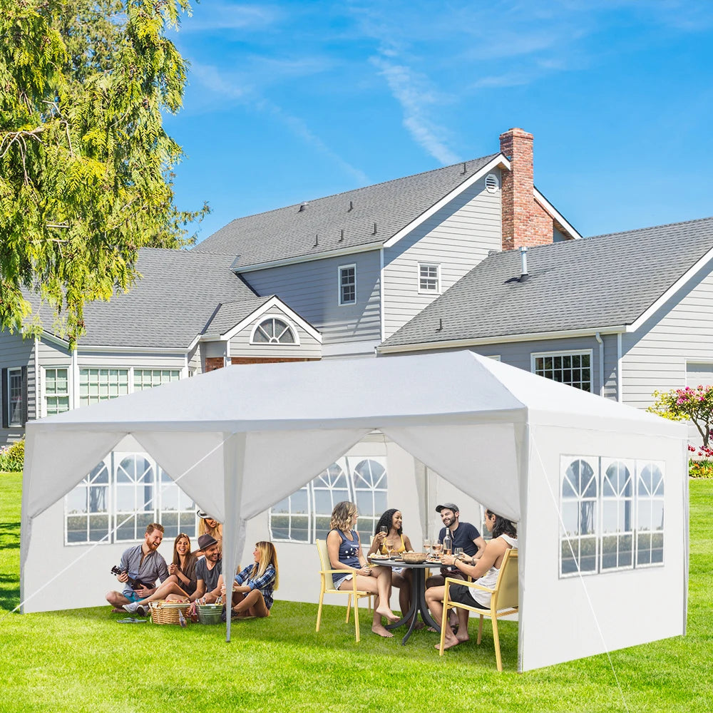 10x20 Outdoor Party Tent with 6 Removable Sidewalls Waterproof Canopy Patio Wedding Gazebo White
