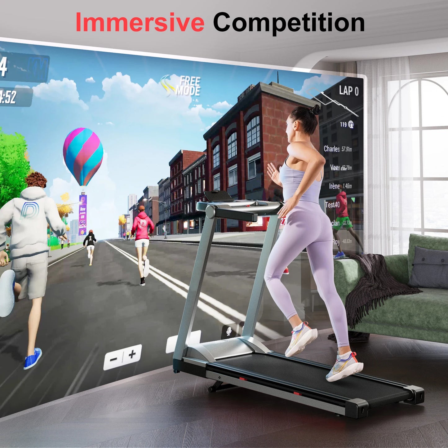 Three Point Five HP Foldable Incline Treadmill Touch Screen