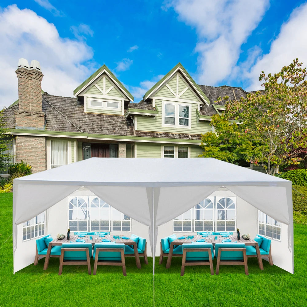 10x20 Outdoor Party Tent with 6 Removable Sidewalls Waterproof Canopy Patio Wedding Gazebo White