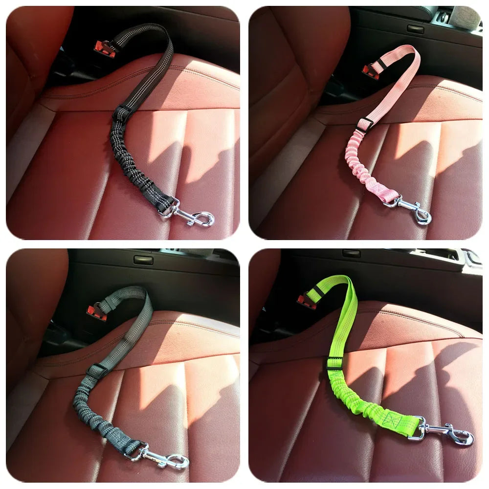 Pet Dog Car Seat Belt Retractable Buffer Elastic Reflective Safety Traction Rope Leash Harness Dog Accessories Supplies