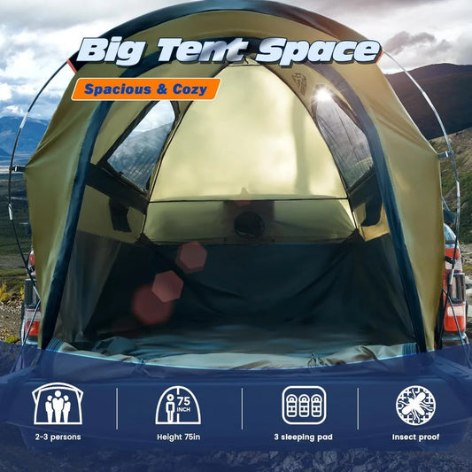 Waterproof Truck Tent For Pickup Bed 3000mm PU 2 To 3 Person