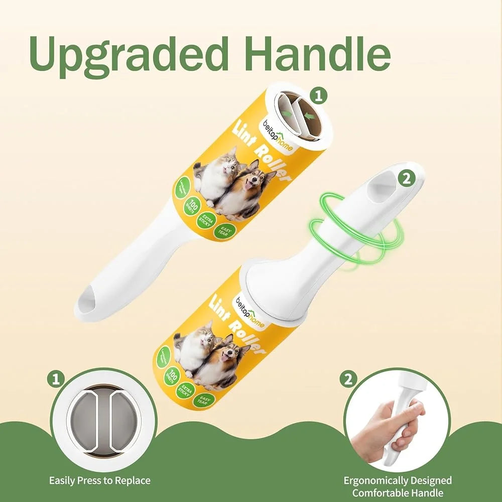 Extra Sticky Lint Roller 800 Sheets Pet Hair Removal Durable 360 Degree Rotating Handle Effective Dust Brush for Furniture and Clothes