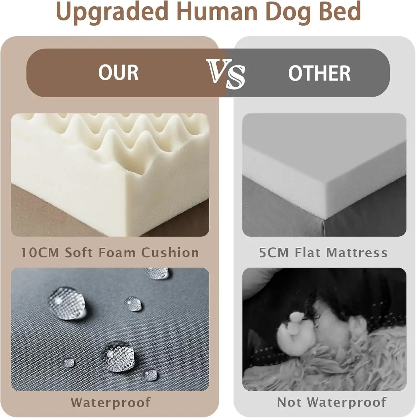 Human Dog Bed 71 Inch by 45 Inch by 12 Inch Washable Giant People Dog Bed with 10 CM Thick Memory Foam Large Oversize Dog Bed and Plump Pillow