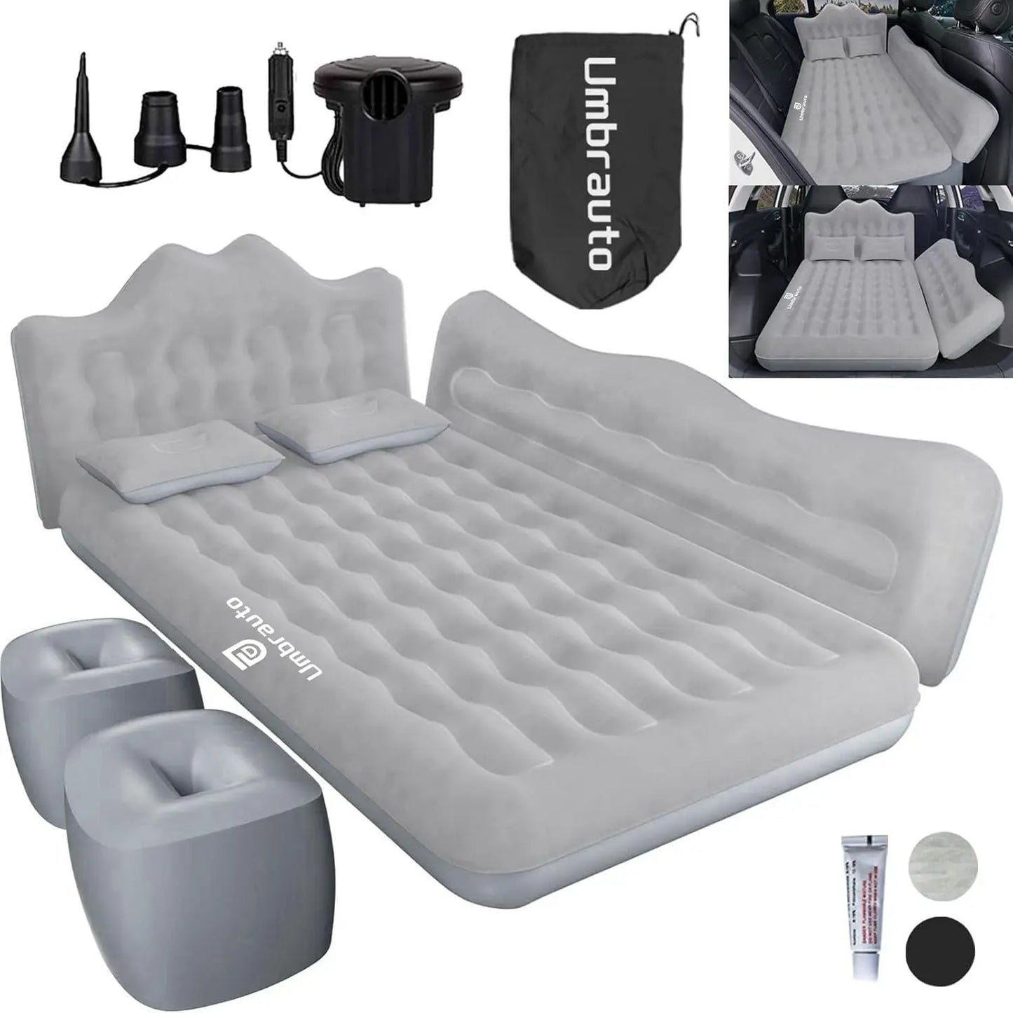 Inflatable Car Mattress Bed For SUV Backseat Camping Pump