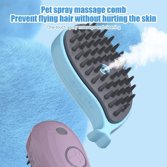Electric Steamy Pet Brush Cat Massage Comb Whale Shape 3 in 1 Dog Grooming Hair Removal Brush