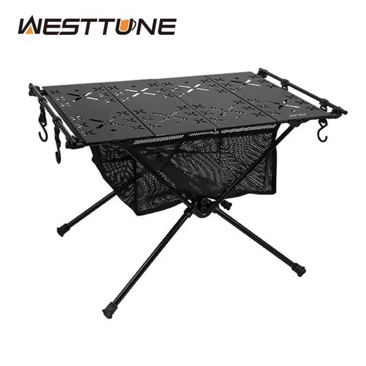 Westtune Folding Aluminum Camping Table Lightweight Portable Outdoor Picnic BBQ Hiking Table with Storage Mesh Bag