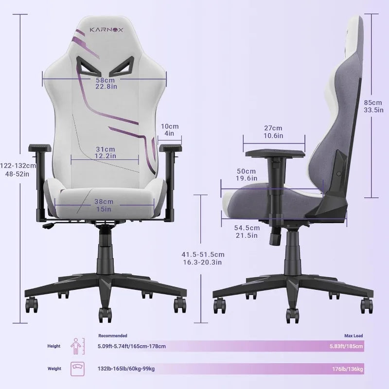 Kornox Ergonomic Gaming Chair Fabric for Adults High Back Office Chair Racing Style Height Adjustable