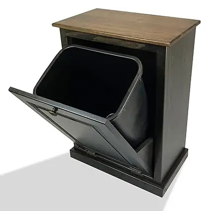 Tilt Out Trash Cabinet - Wooden Pull Out Cabinet, Decorative Trash Bin for Kitchen, Bedroom, & Home Patio, Tilt Out Laundry Ham