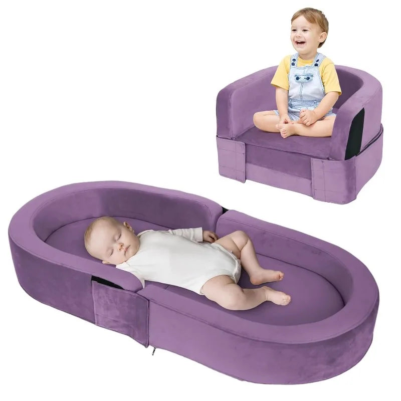 Wanan Toddler Travel Bed Removable and Washable Portable Toddler Portable Bed Foldable Toddler Bed for 18 M- 6yr Old (Gray)