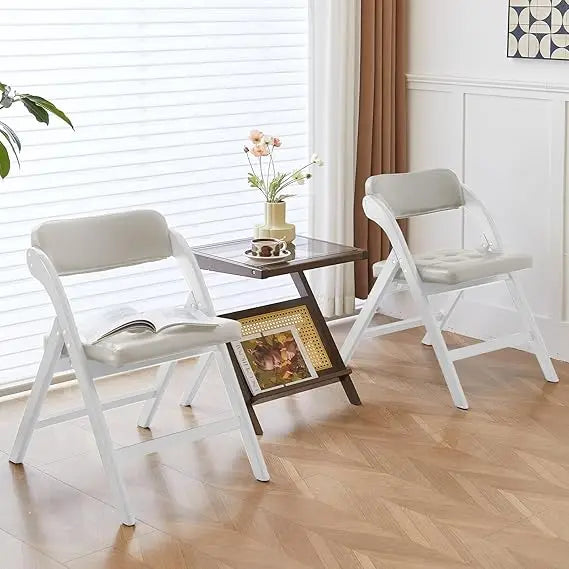 Wooden Folding Chairs Set of 2, Folding Chairs with Padded Seats, 31" Stackable Folding Dining Chairs, Folding Extra Chair for B