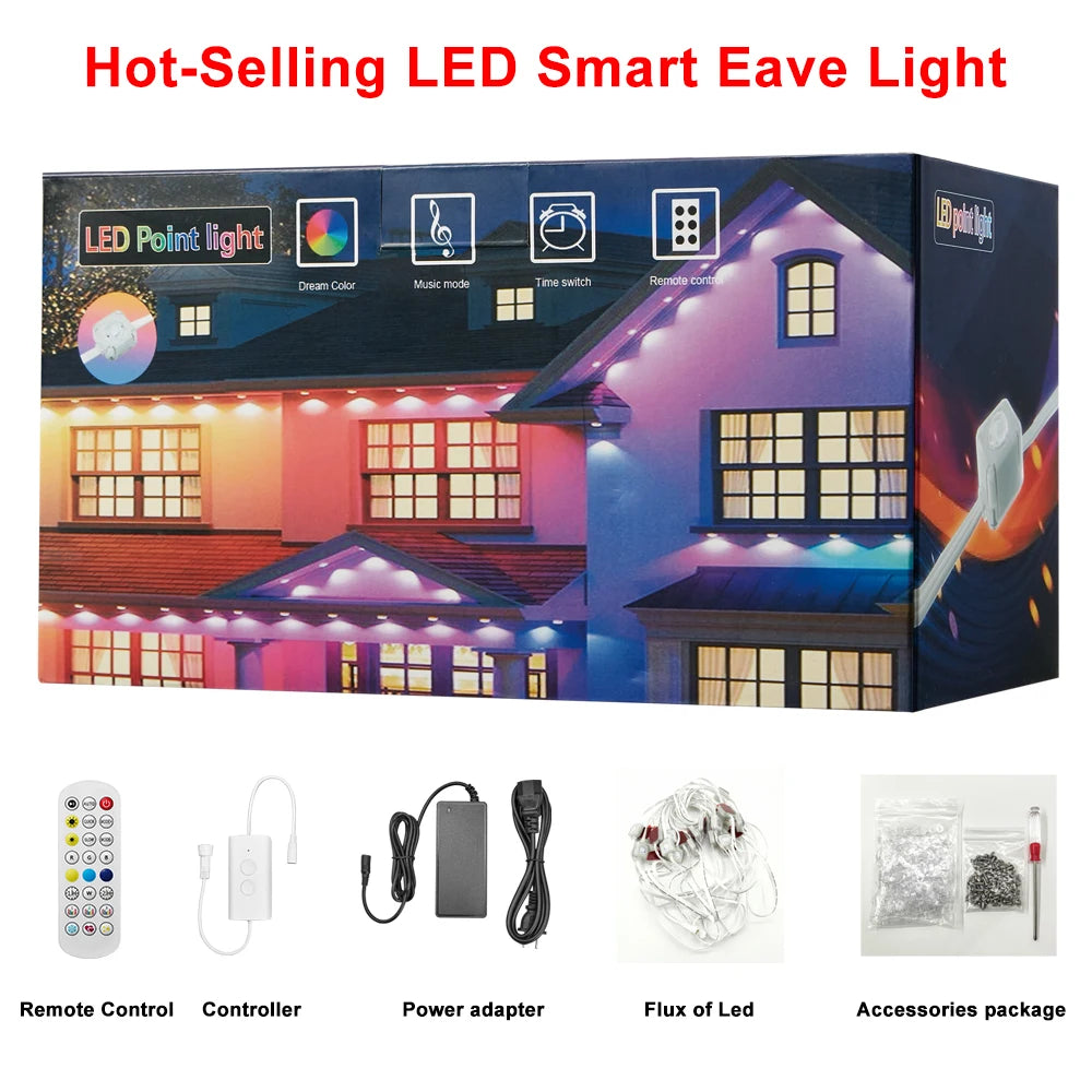 Permanent Outdoor Smart RGBIC Eaves LED Lights for Christmas Holiday Decorations