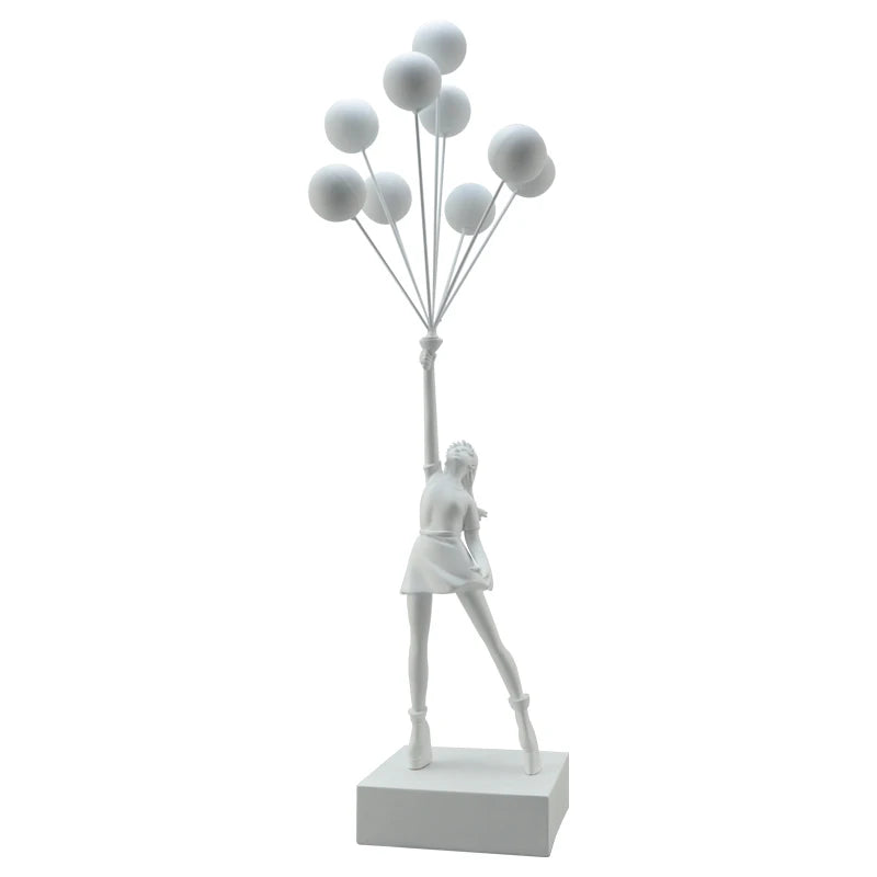 Art Balloon Girl Statues Banksy Sculpture Resin Home Decor