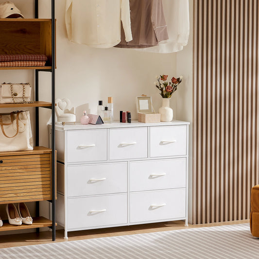 JHK Wardrobe For Bedroom With White Fabric Drawers