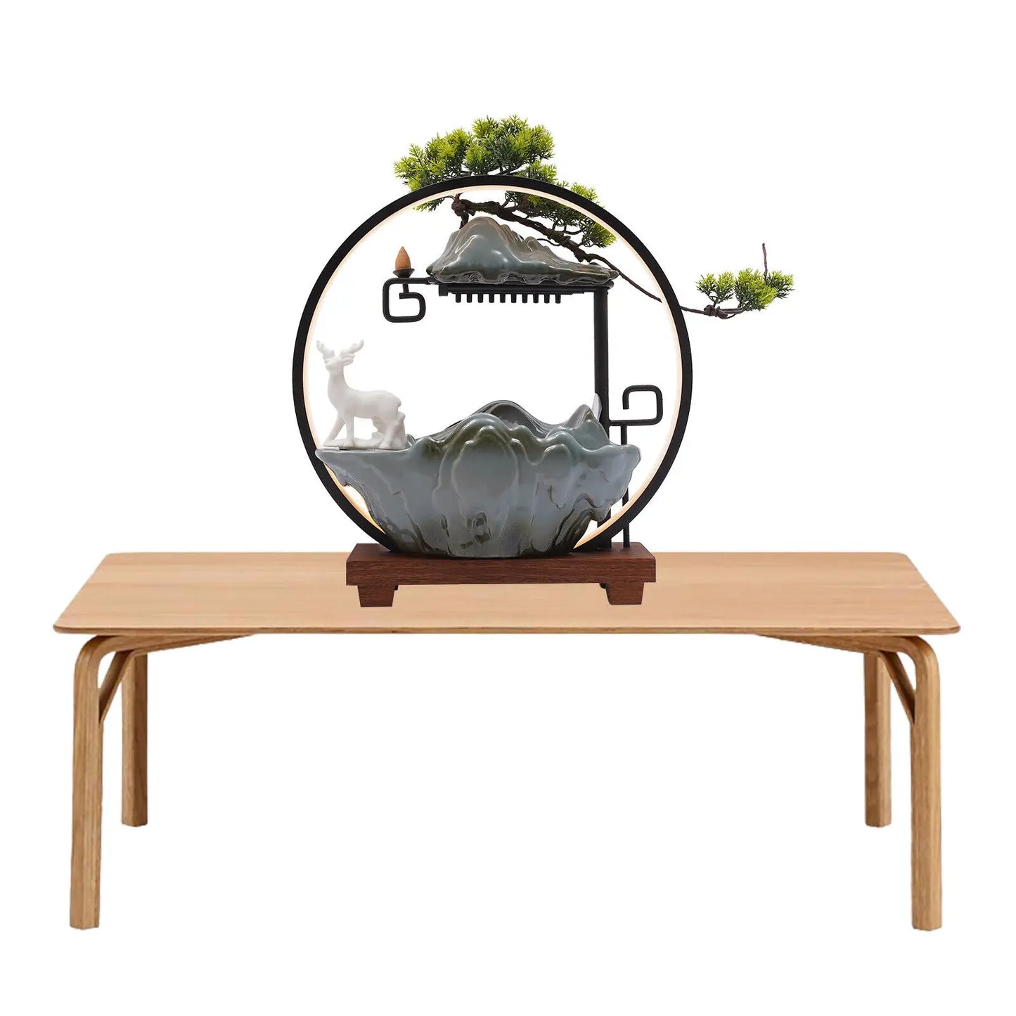Desktop Water Fountain Indoor Waterfall with Atomizer & LED Table Decor Fountain