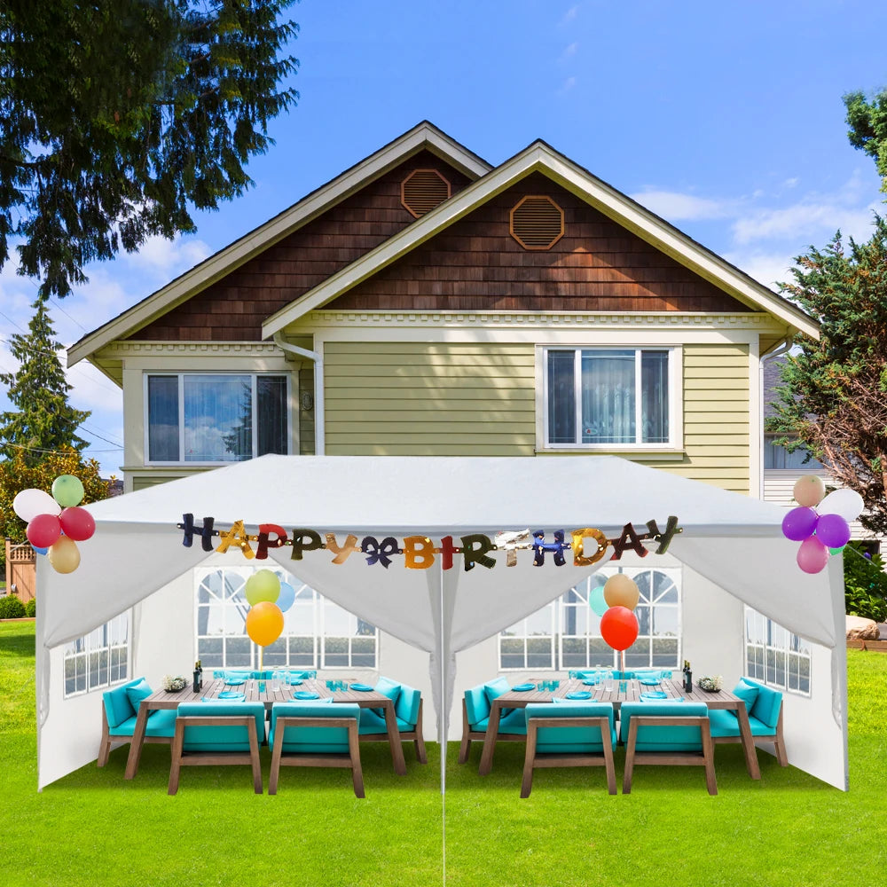 10x20 Outdoor Party Tent with 6 Removable Sidewalls Waterproof Canopy Patio Wedding Gazebo White