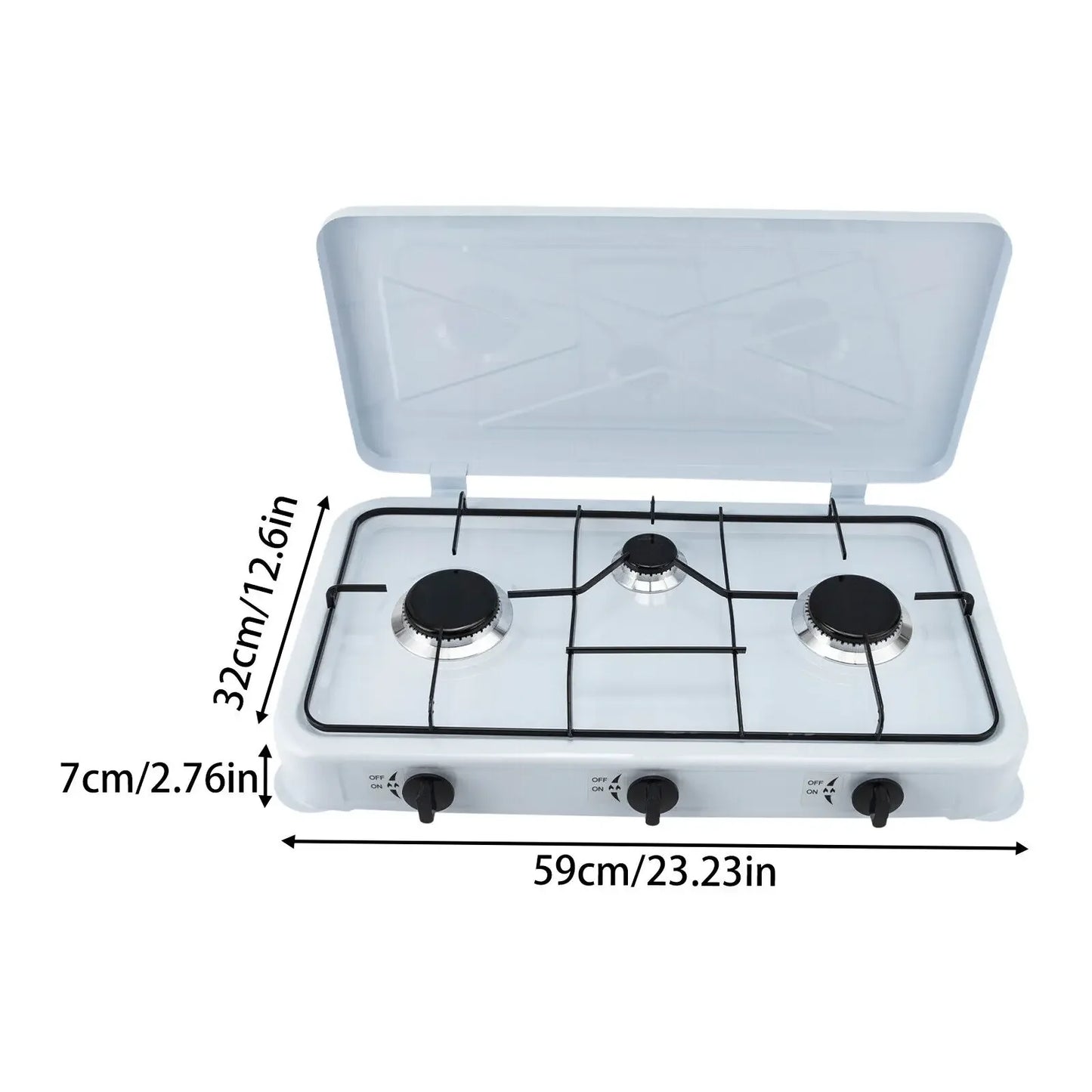 White Built In 3 Burner Gas Cooktop Cast Aluminum With Hose