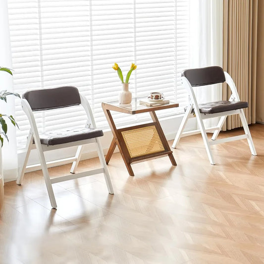 Wooden Folding Chairs Set of 2, Folding Chairs with Padded Seats, 31" Stackable Folding Dining Chairs, Folding Extra Chair for B
