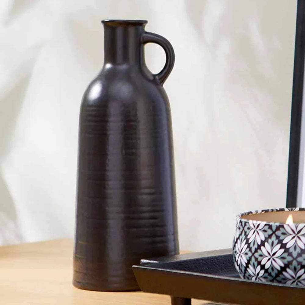 4 Pack 8 Inch Black Ceramic Jug Vases Centerpiece Set