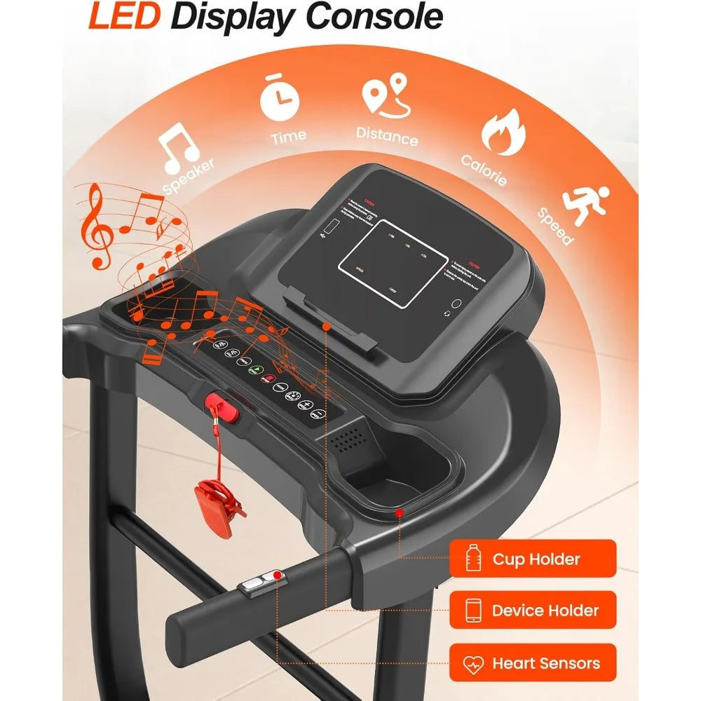Treadmill for Home Small, 3.0HP Portable Treadmill for Home/Office, Easy Assembly Fitness Running Jogging Machine with Speakers