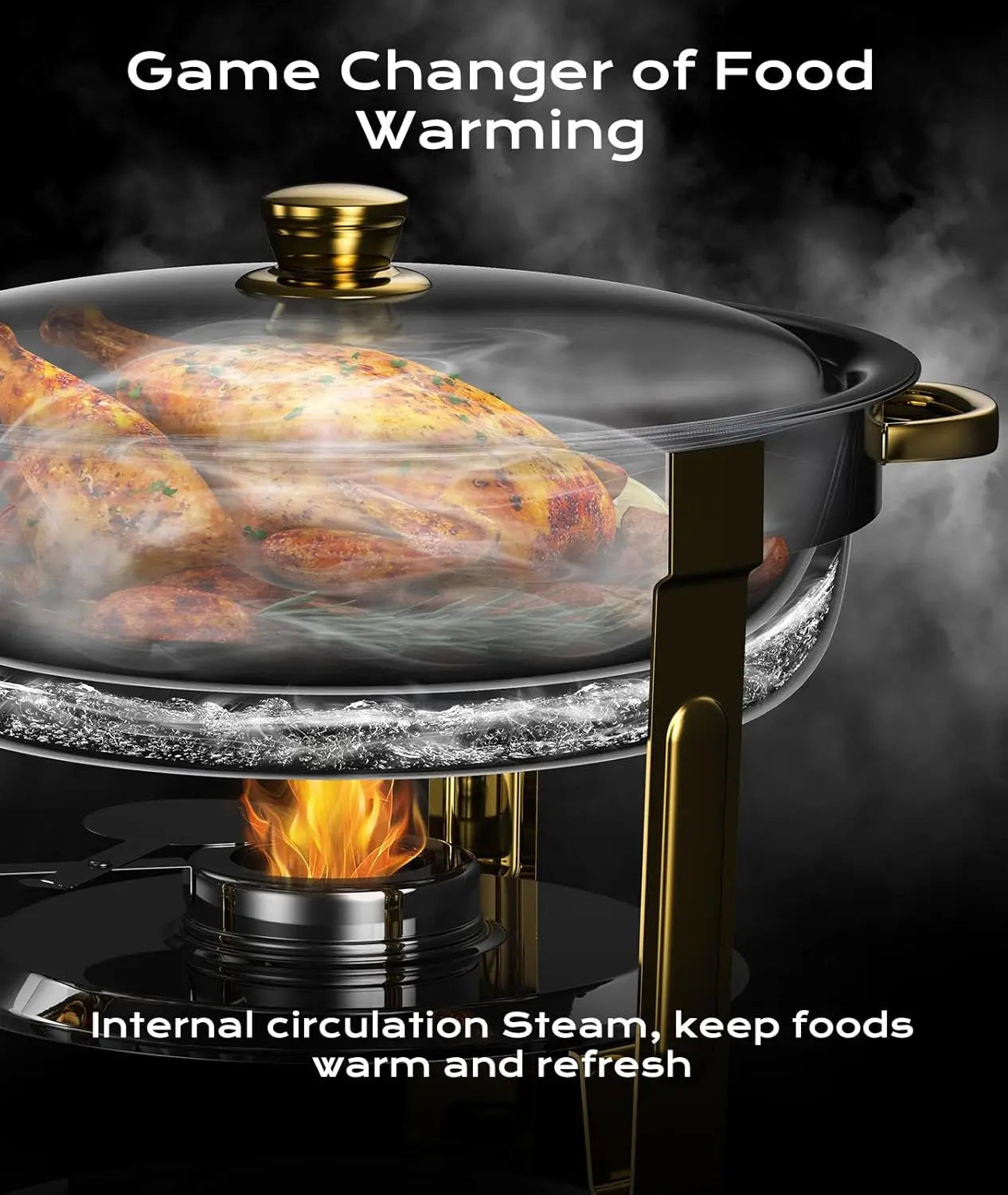 Chafing Dishes for Buffet 2 Pack, 5QT Round Set Gold Silver