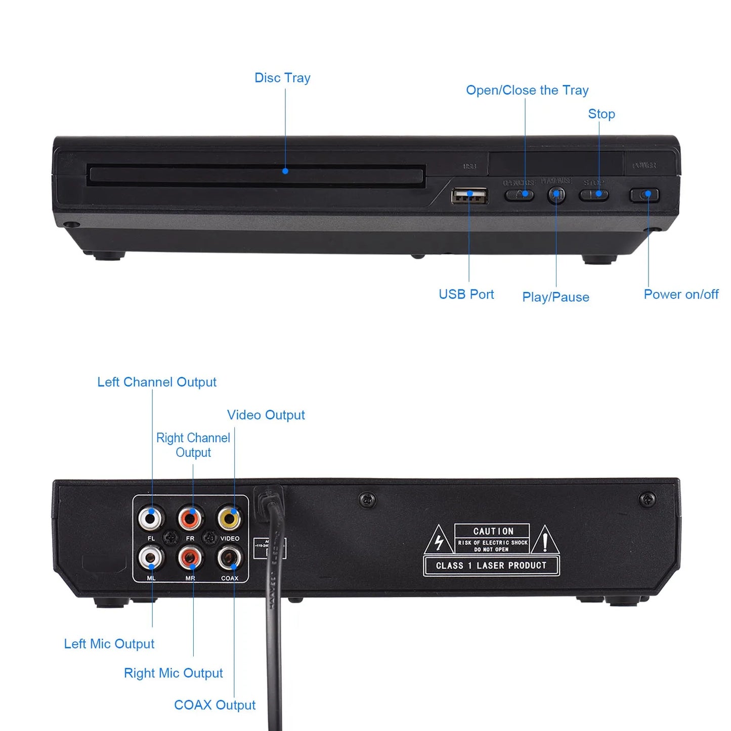 DVD CD Disc Player DVD-225 Home Multimedia Player AV Output