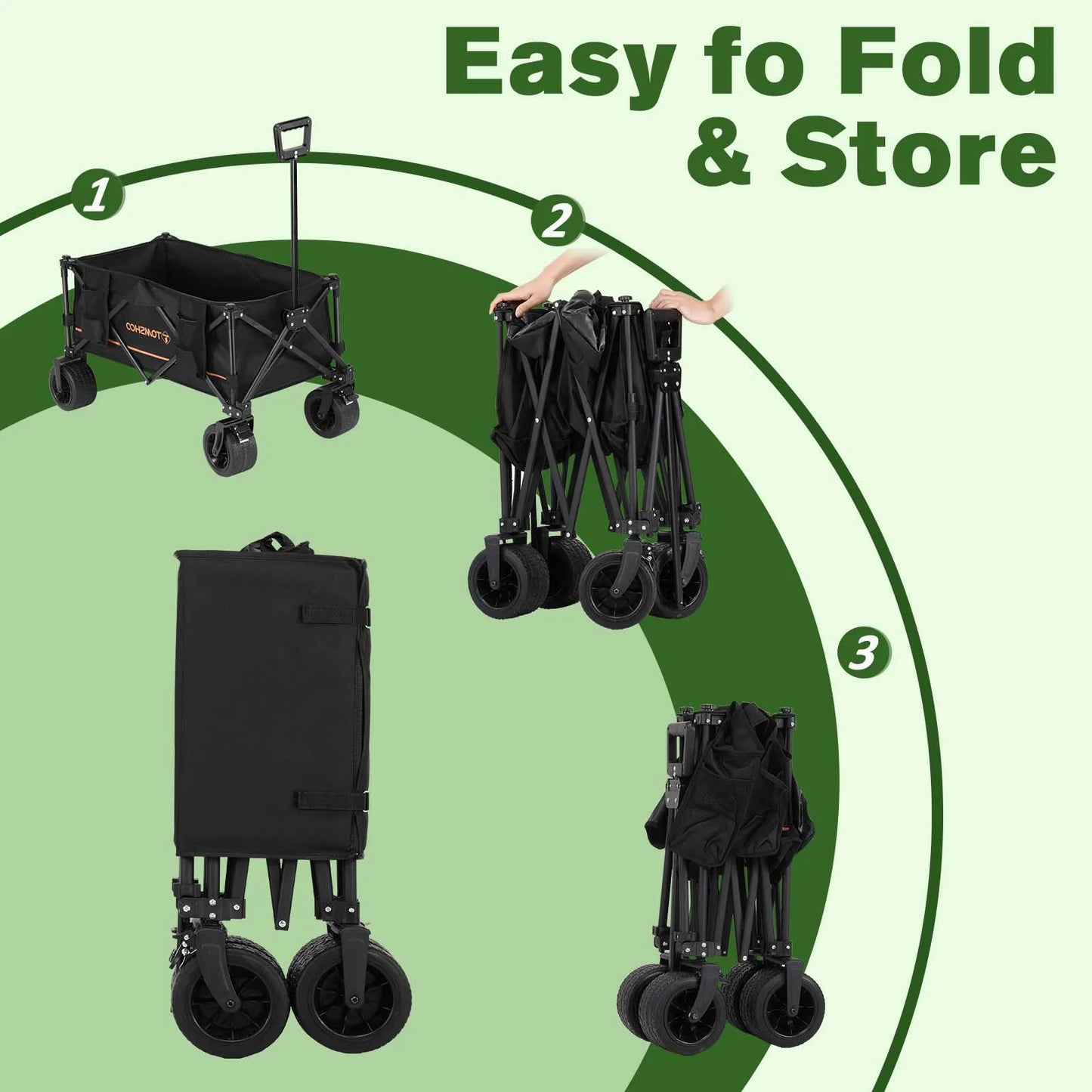 Tomshoo Collapsible Folding Wagon All Terrain Utility Wagon