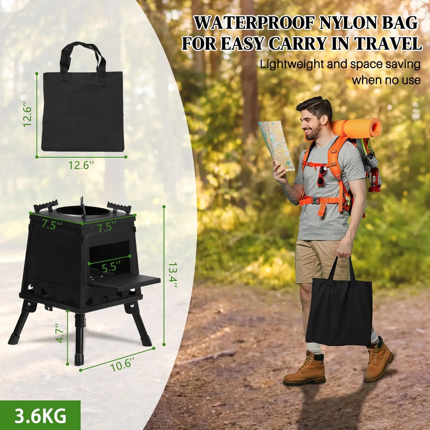 Compact 27x27x34cm Wooden Camping Stove Lightweight Portable Outdoor Cooking Gear