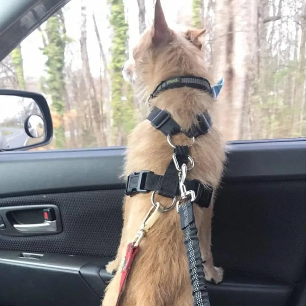 Pet Dog Car Seat Belt Retractable Buffer Elastic Reflective Safety Traction Rope Leash Harness Dog Accessories Supplies
