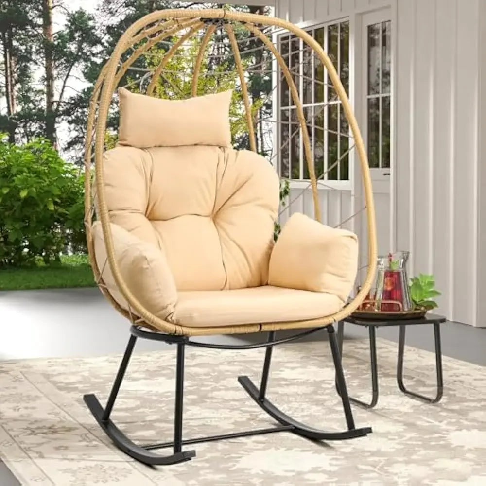 Wicker Rocking Egg Chair Rattan Indoor Outdoor Lounger Patio
