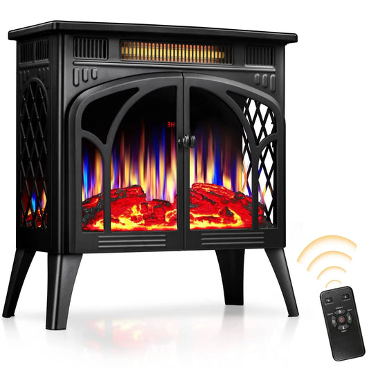 Portable Electric Fireplace Heater,Realistic Flame Vision,Safe & Overheat Protection,Two-stage Temperature Control,Indoor