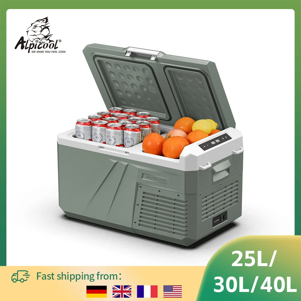 Alpicool QX Portable Refrigerator 25L 30L 40L 12V 24V DC 100-240V AC Fridge Freezer Dual Zone Compressor Cooler for Camping